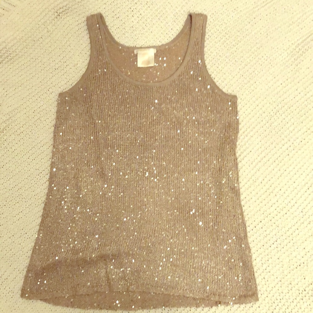 Gold sequin knitted sleeveless top